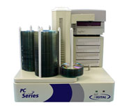Scribe 4 drive 600 disc capacity CD and DVD duplicator with Rimage Prism Printer.