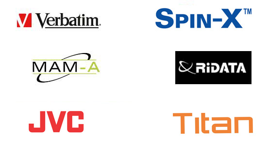 CDR Media, Verbatim CDR, TAiyo Yuden CDR, Mam-a (mitsui) CDR, Titan CDR, Prodisc CDR, Ridata CDR.